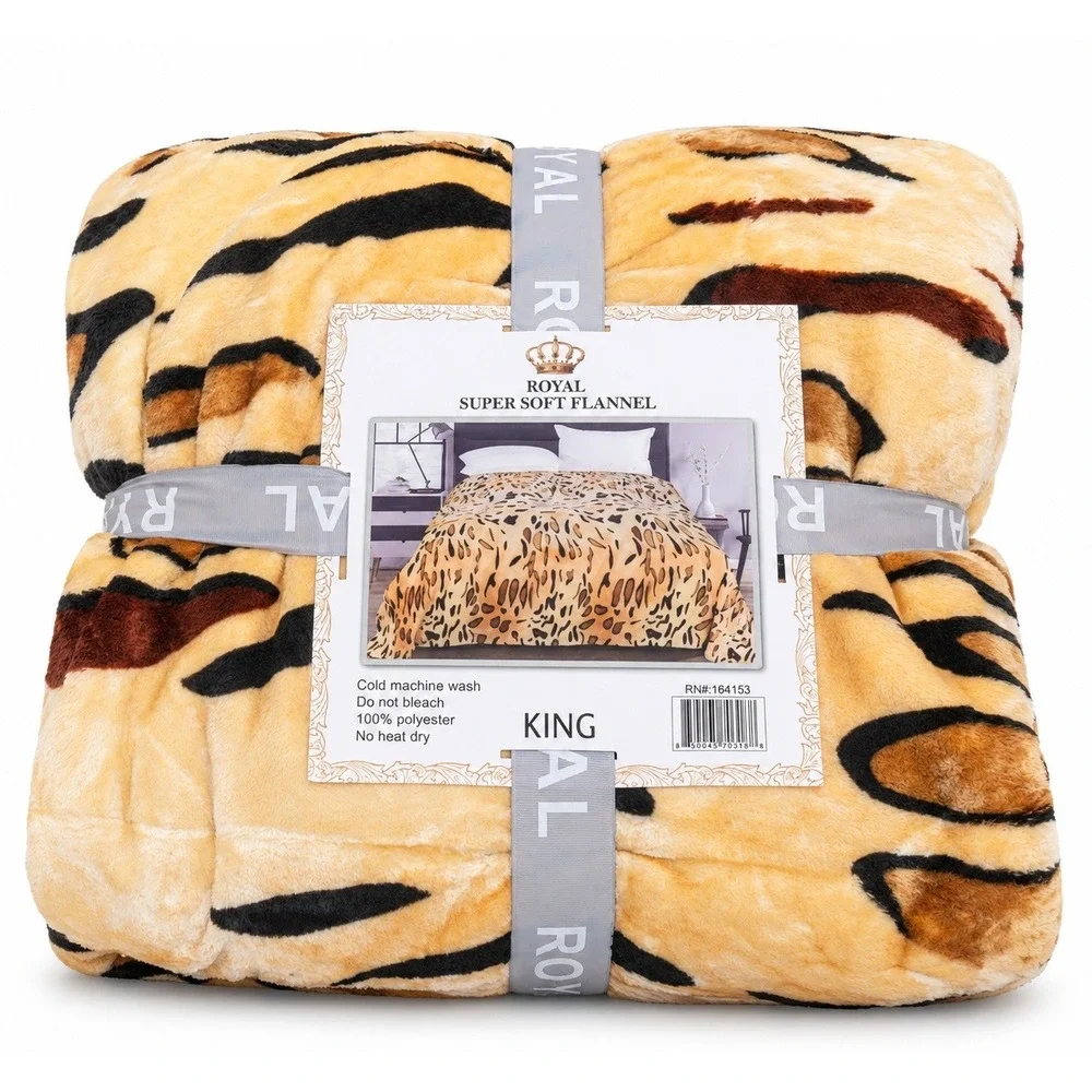 Royal Super Soft Flannel King-Size Leopard Print Blanket – New